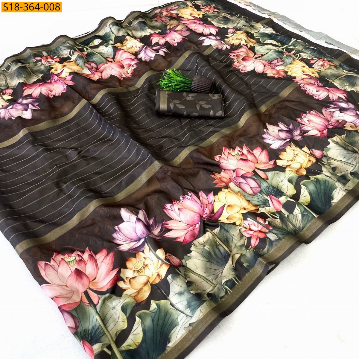 Black Fancy Dola Silk Saree