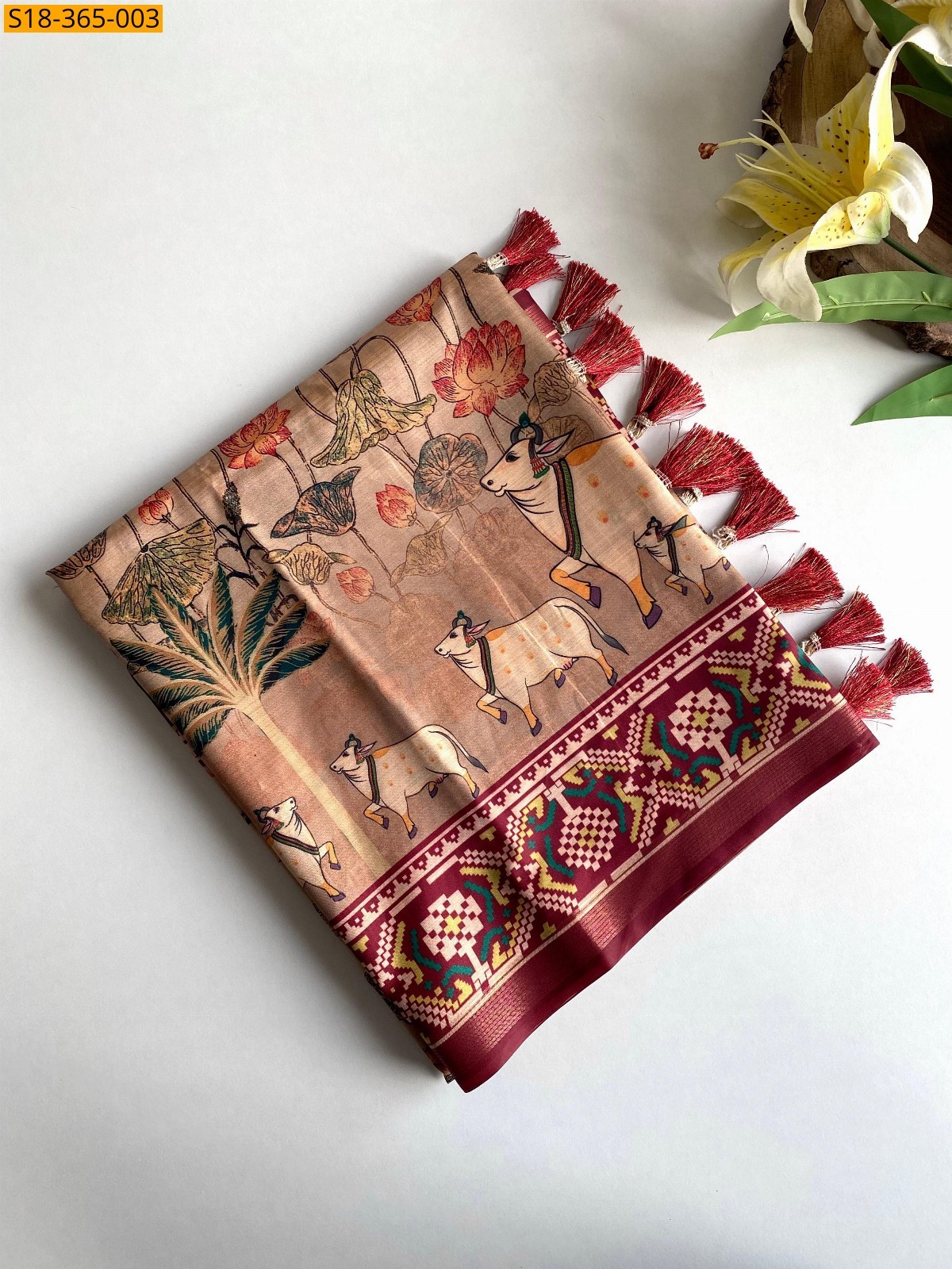 Sandal Fancy dola viscose sarees