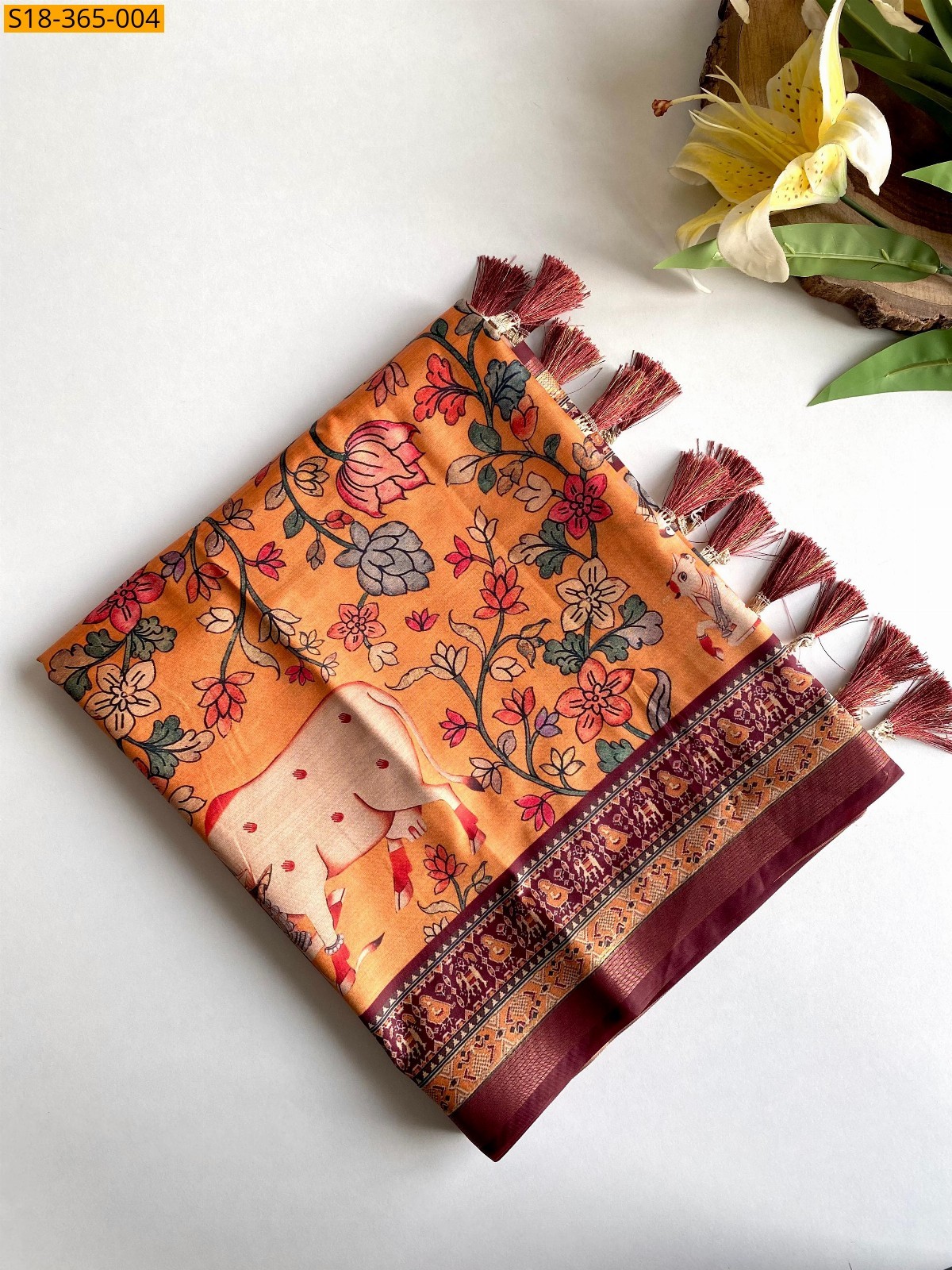 Orange Fancy dola viscose sarees