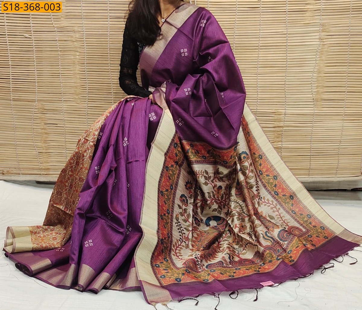 Violet Fancy Khadi Raw silk saree