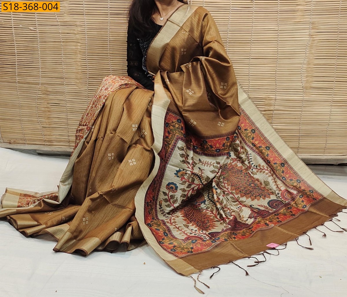 Mustard Fancy Khadi Raw silk saree