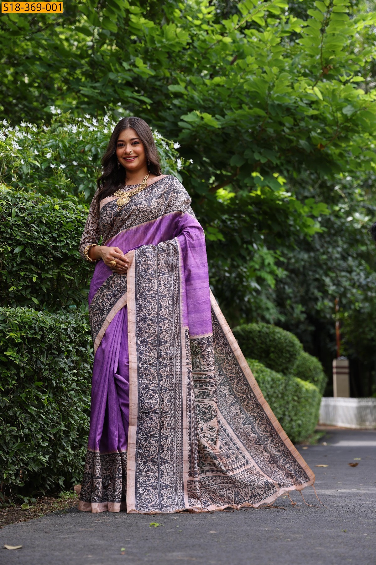 Lavender Fancy soft tussar silk saree