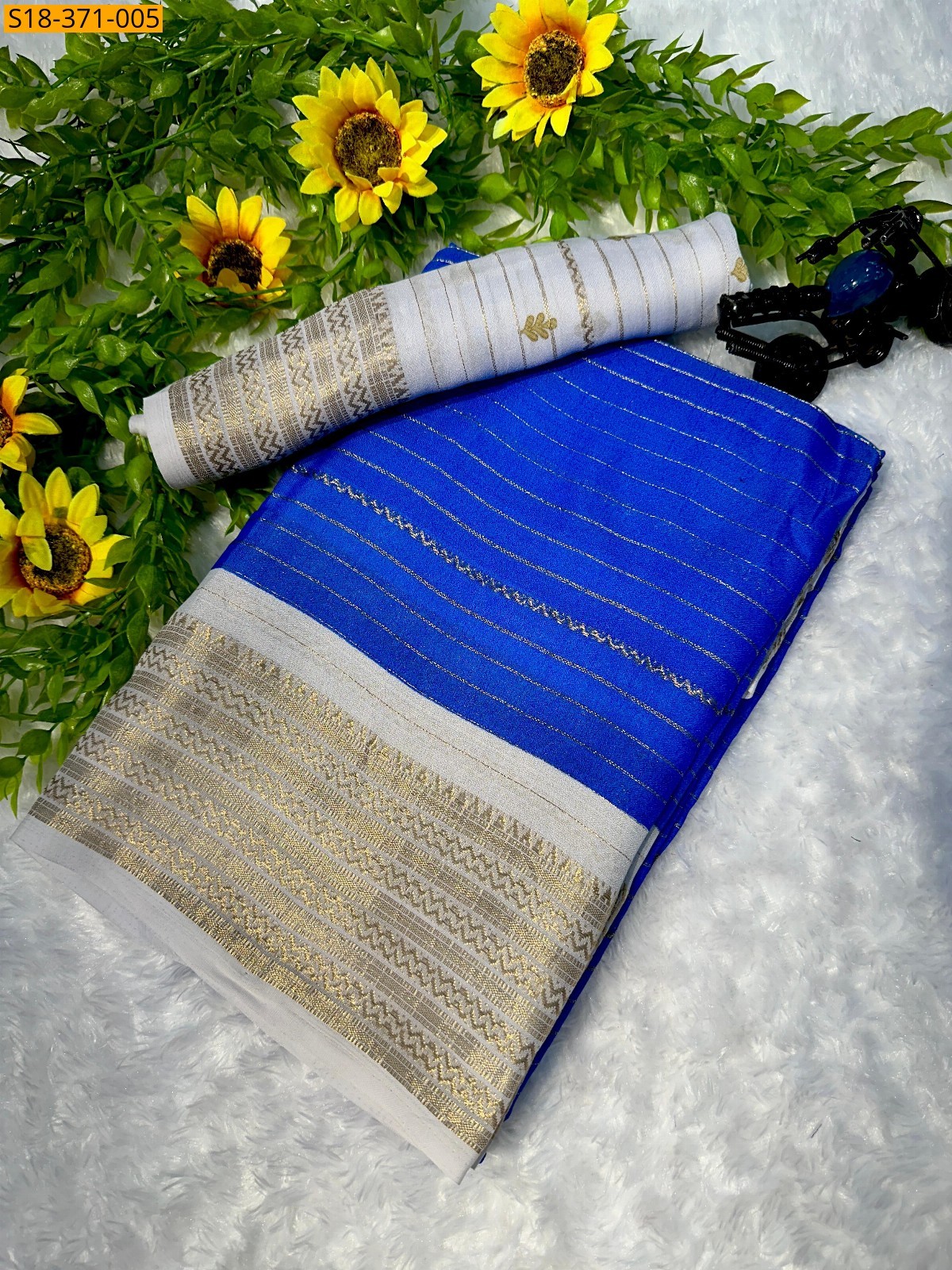 Royal blue Fancy mysore silk saree