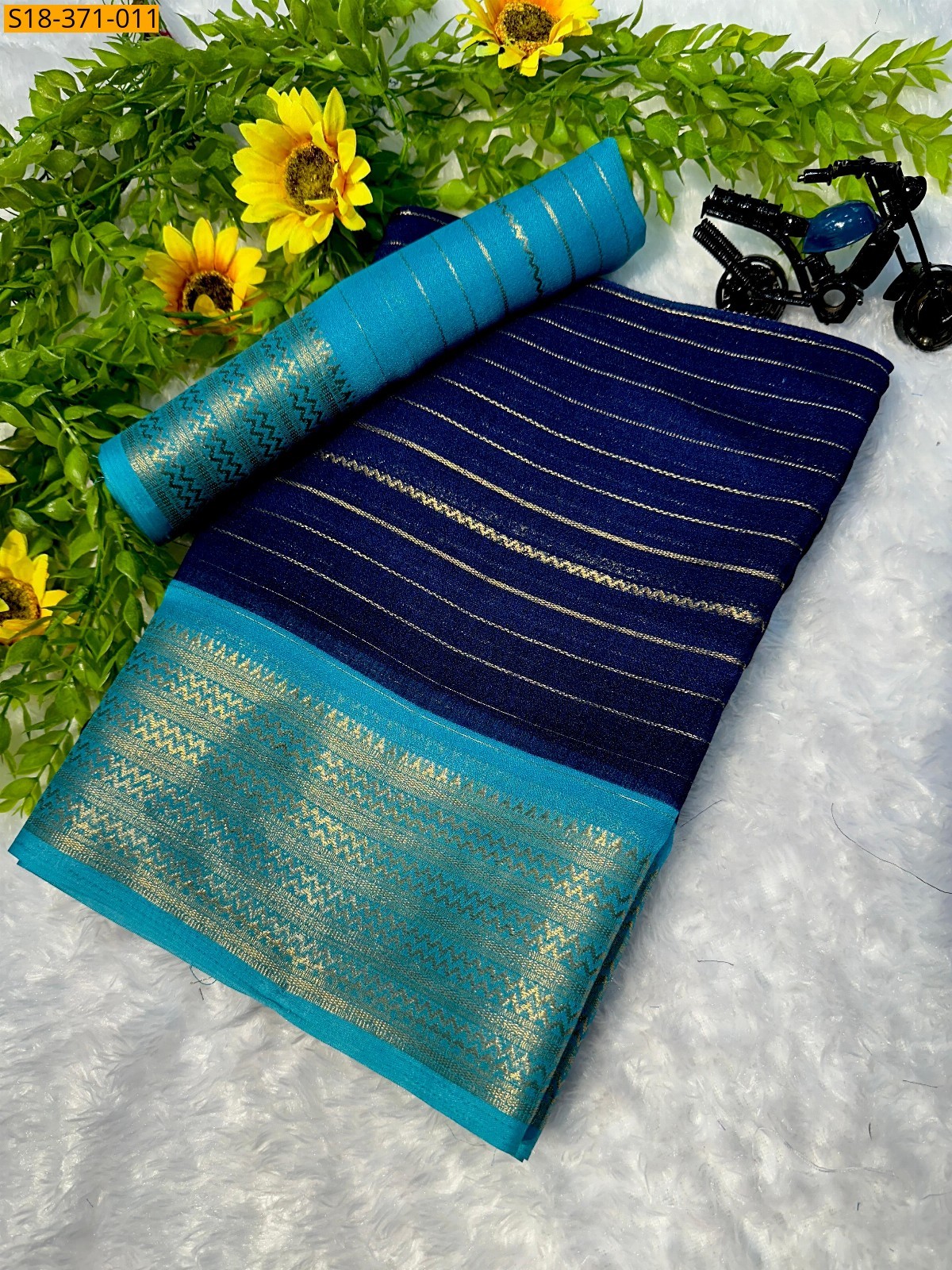 Navy blue Fancy mysore silk saree