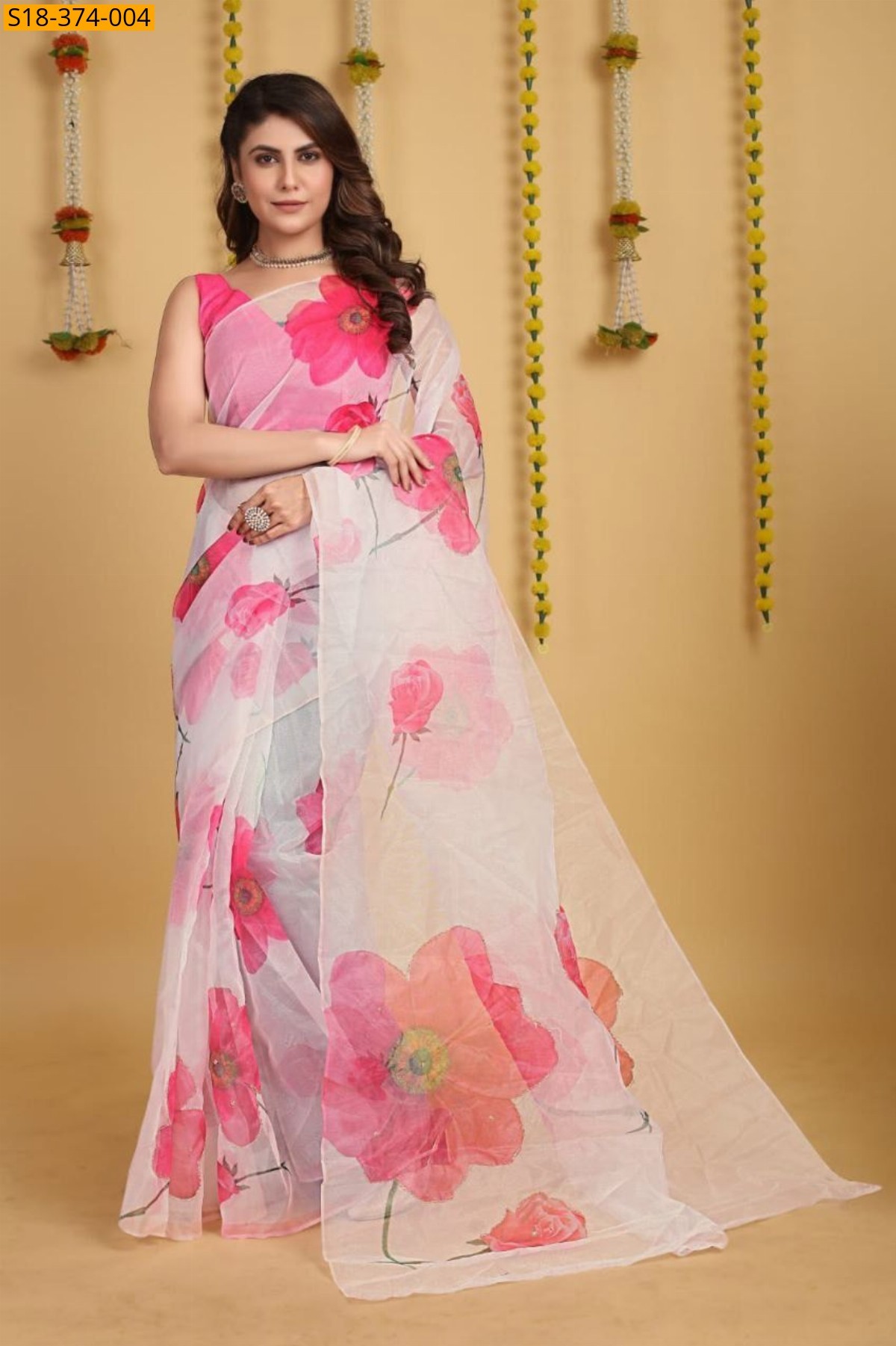 White Fancy organza saree