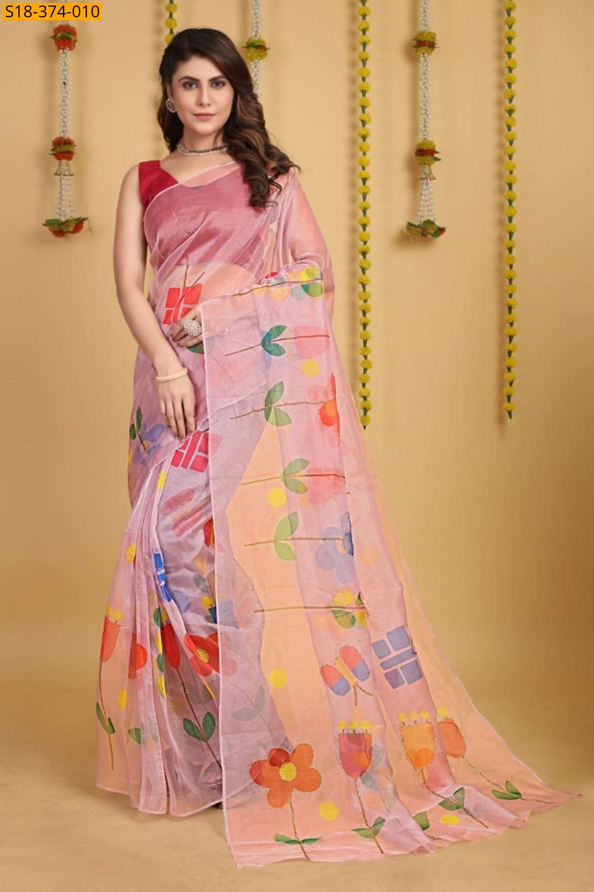 Pink Fancy organza saree