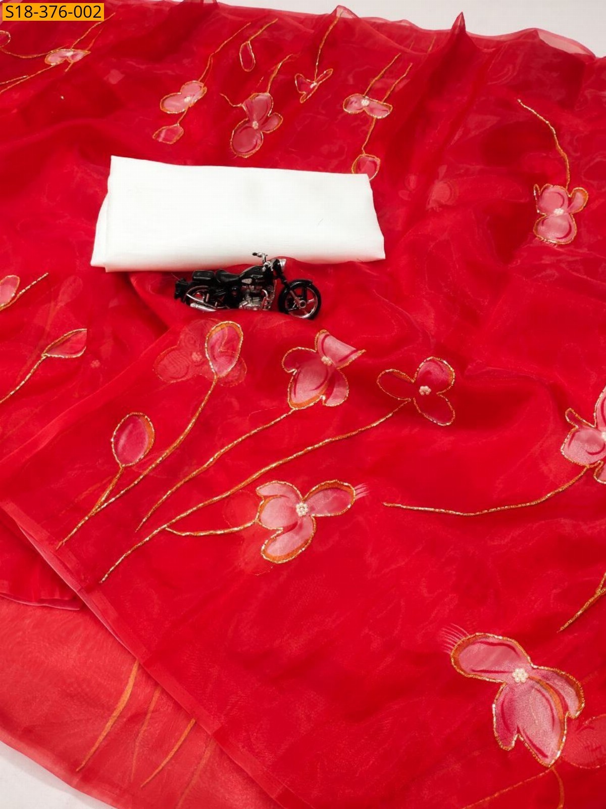 Red Fancy organza saree