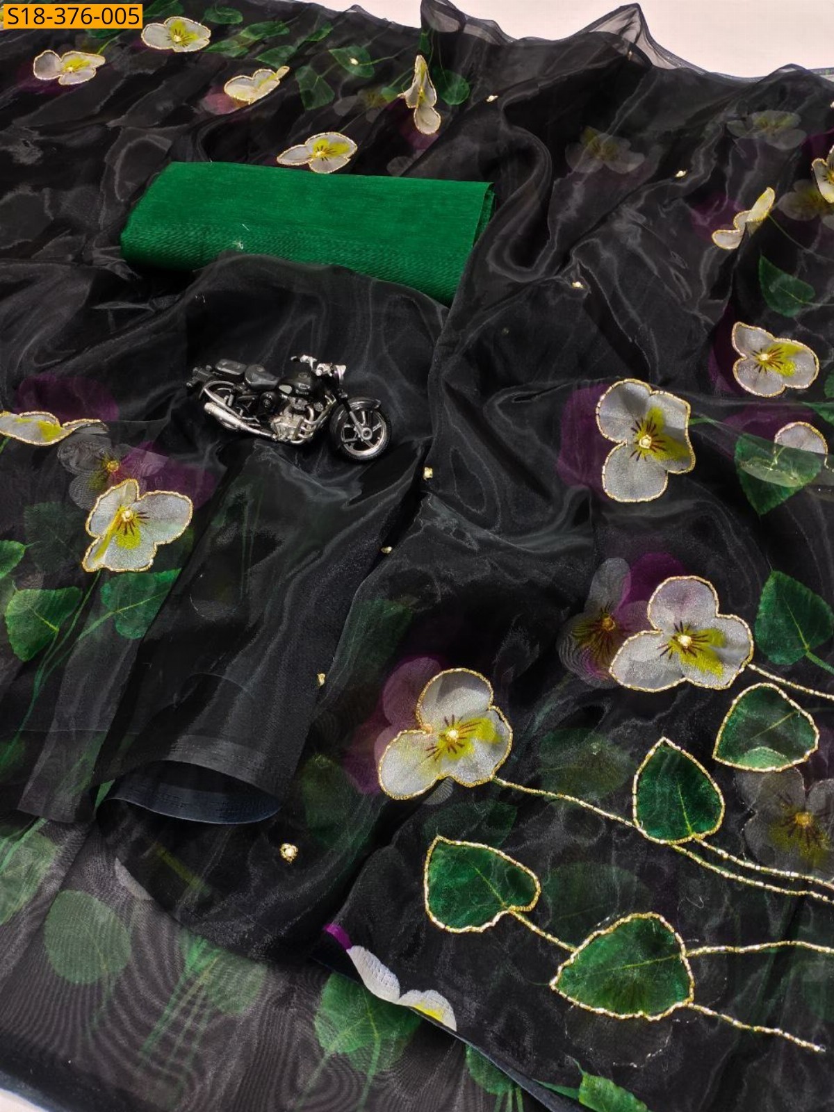 Black Fancy organza saree