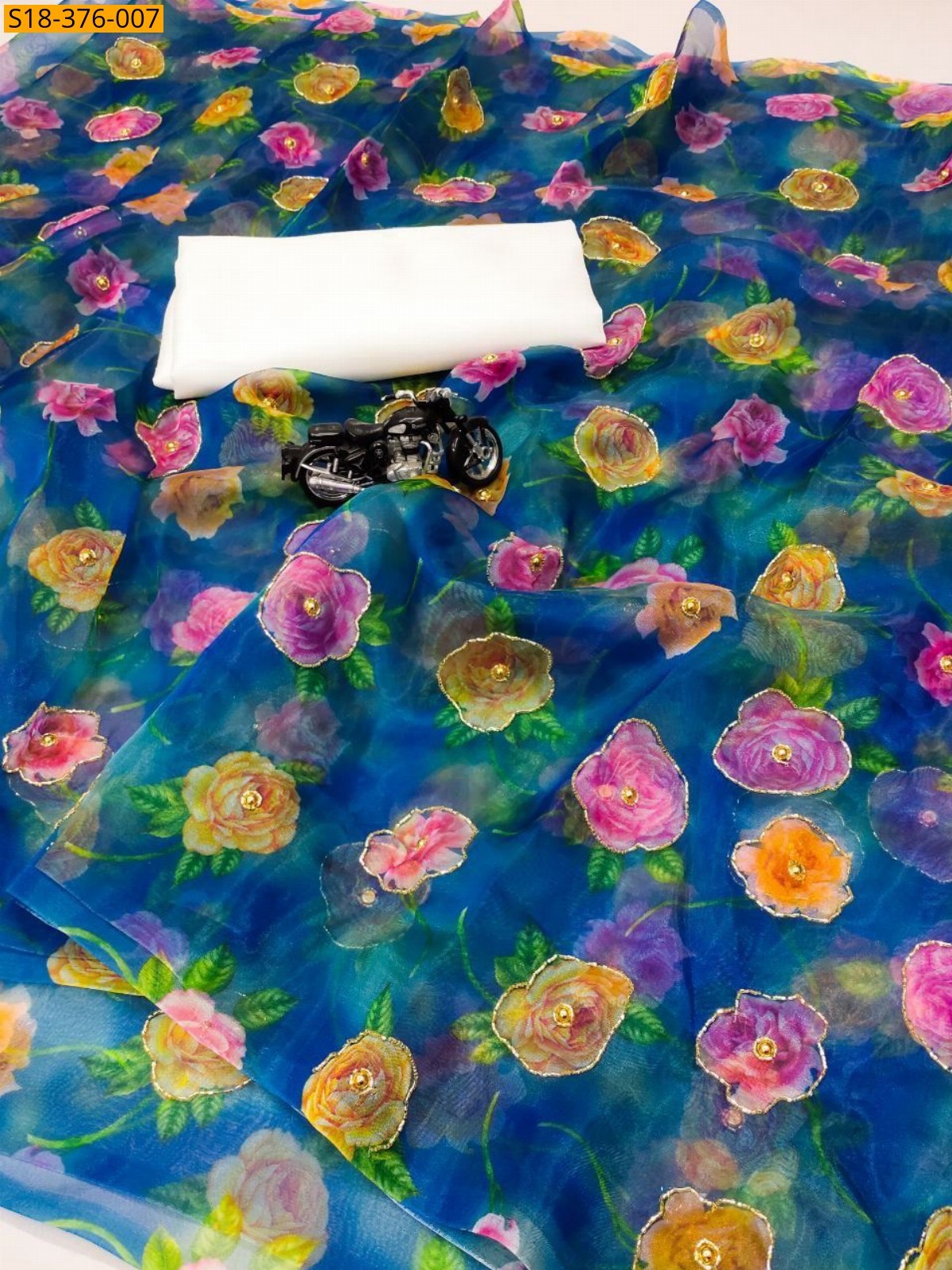 Blue Fancy organza saree