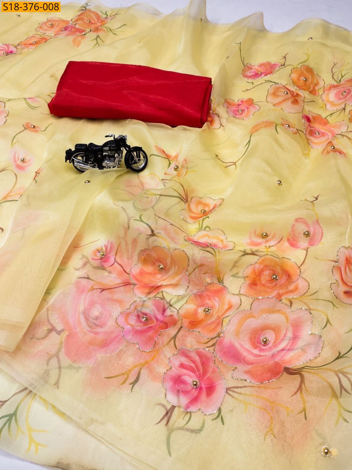 Yellow Fancy organza saree