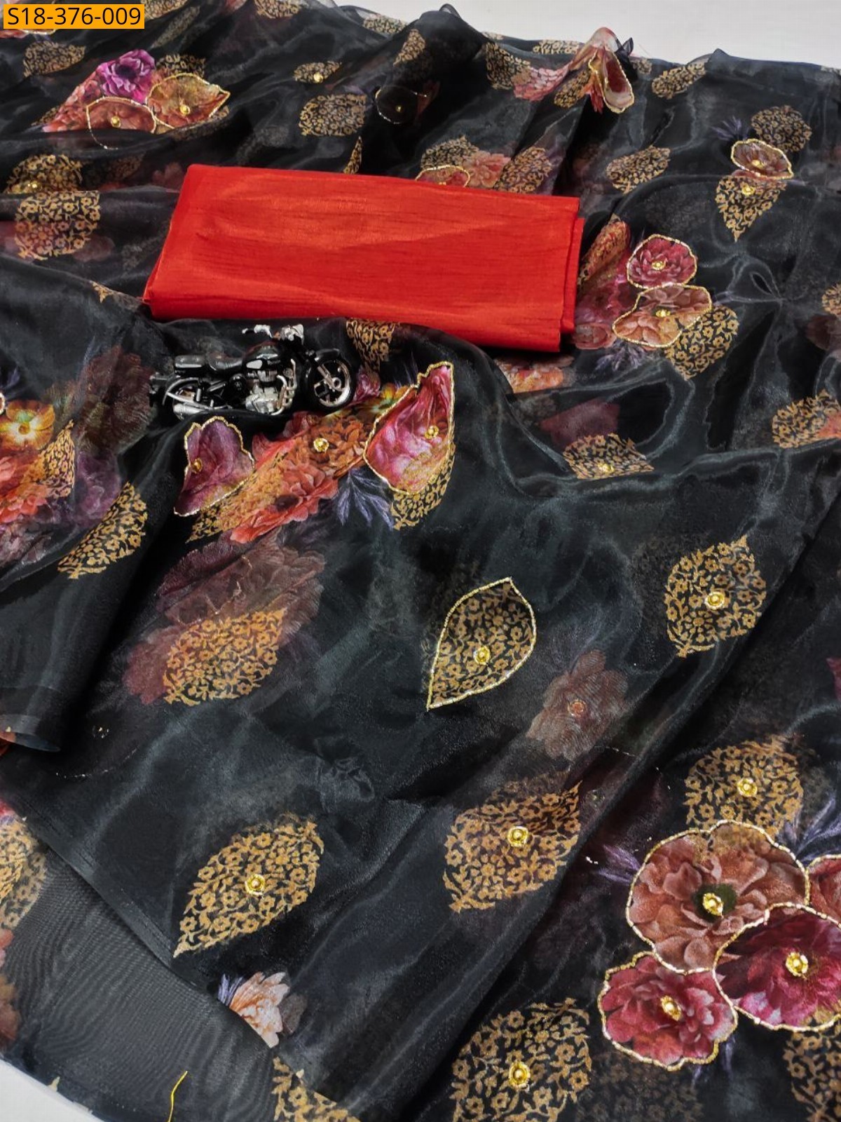 Black Fancy organza saree