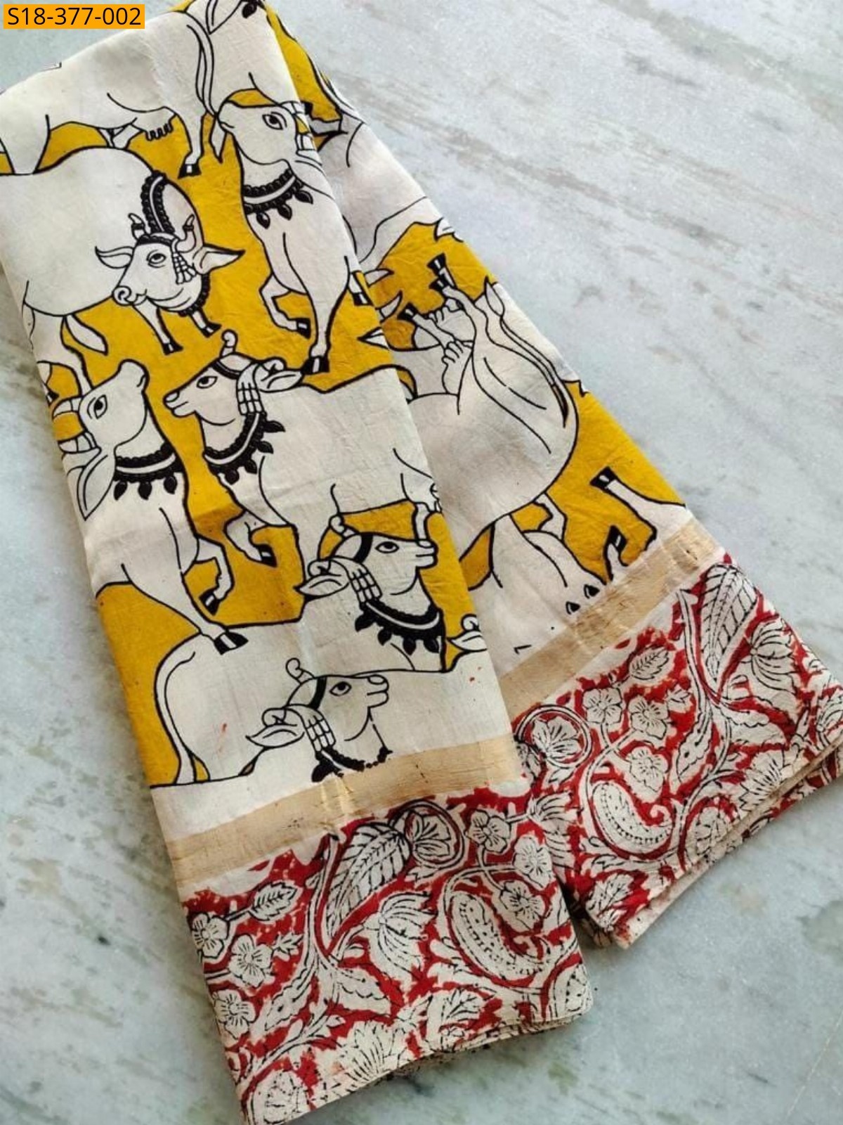 Yellow Fancy Kalamkari Nellore Silk sarees