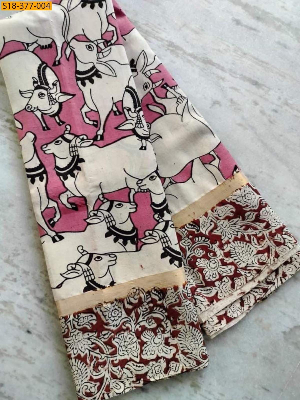 Baby pink Fancy Kalamkari Nellore Silk sarees