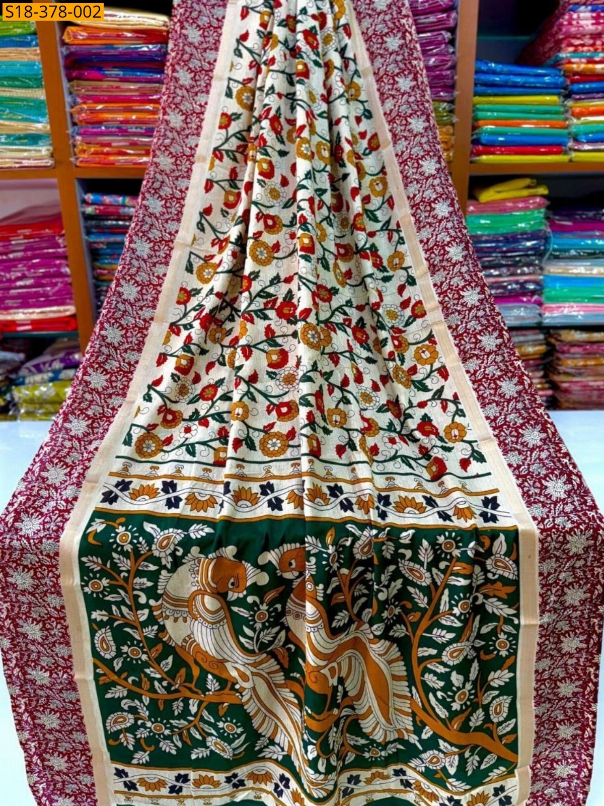 Multi Color Fancy Kalamkari Nellore Silk sarees