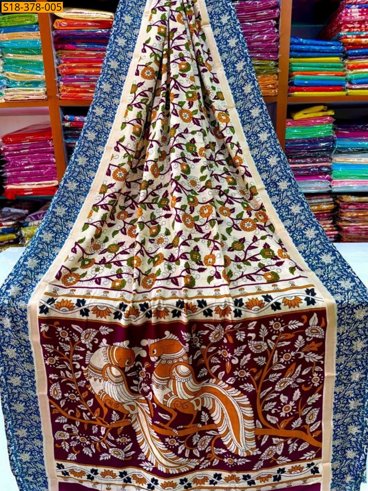 Multi Color Fancy Kalamkari Nellore Silk sarees