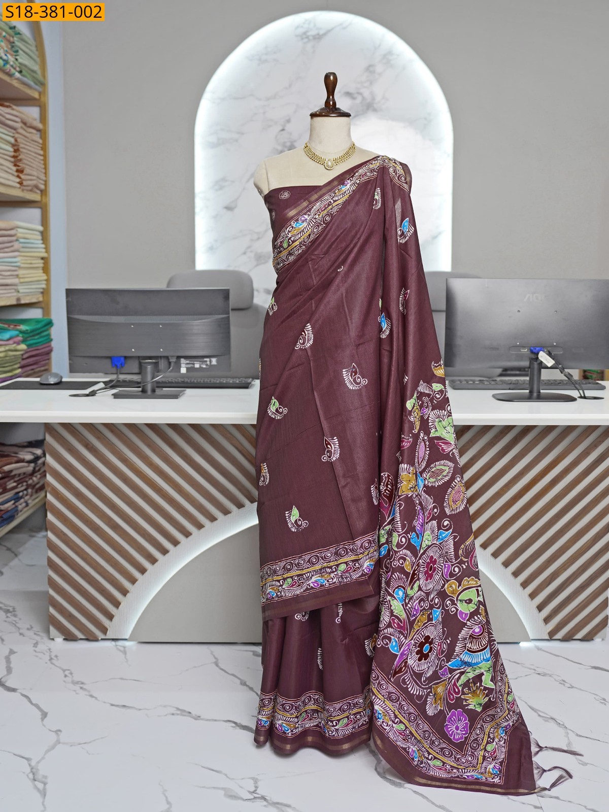 Brown Fancy Tussar saree