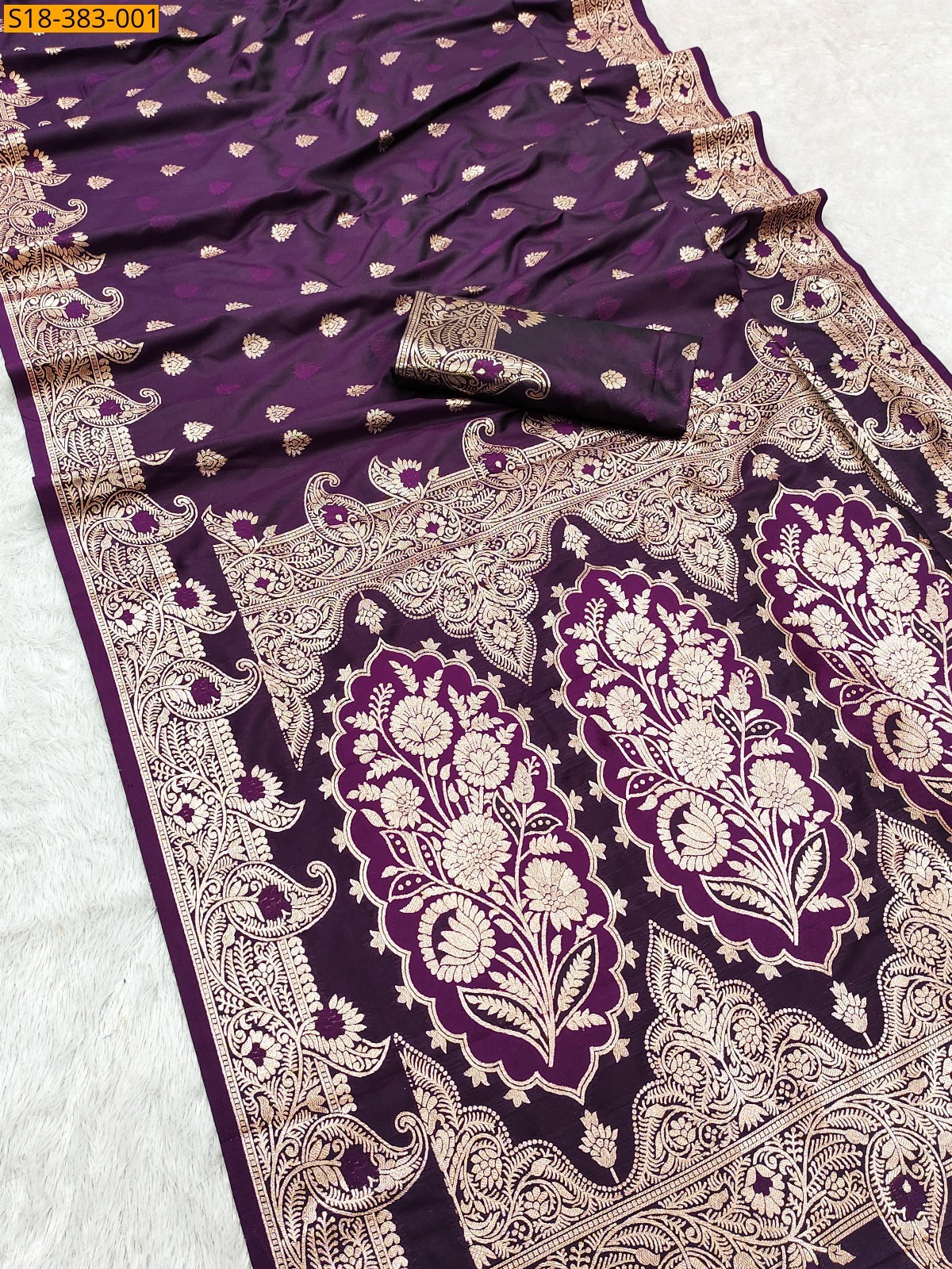 Wine Fancy Banarasi silk saree