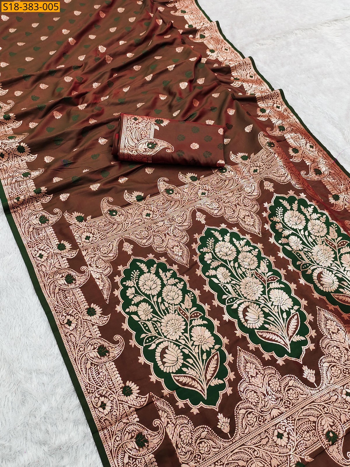 Brown Fancy Banarasi silk saree