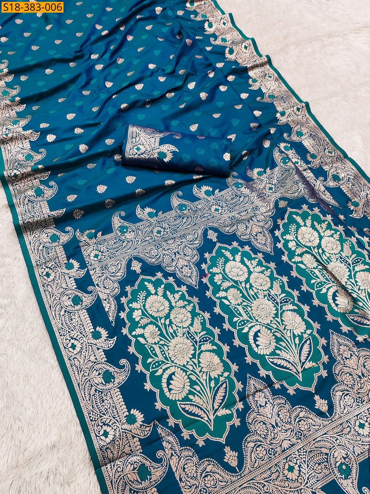 Blue Fancy Banarasi silk saree