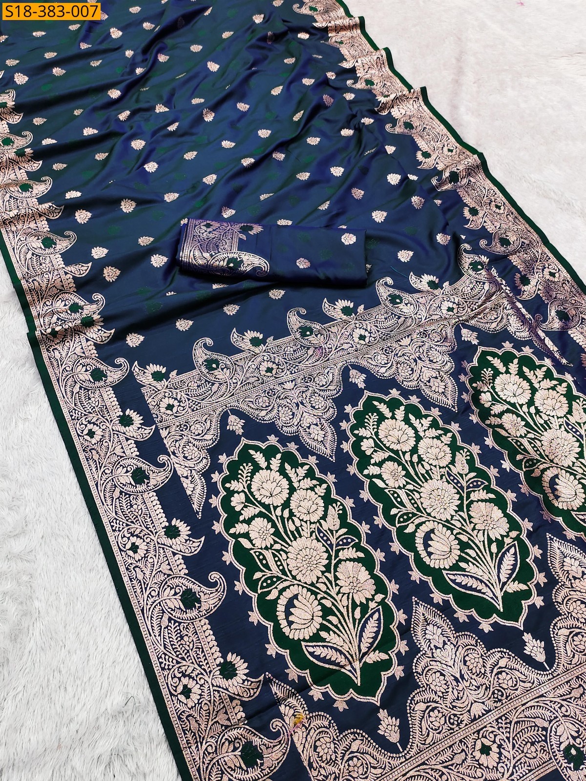 Dark Navy Fancy Banarasi silk saree