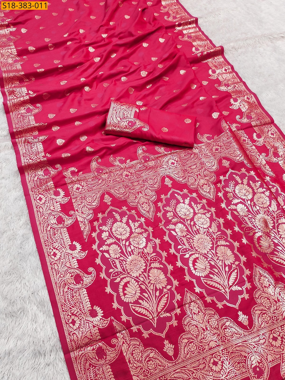 Peach Fancy Banarasi silk saree