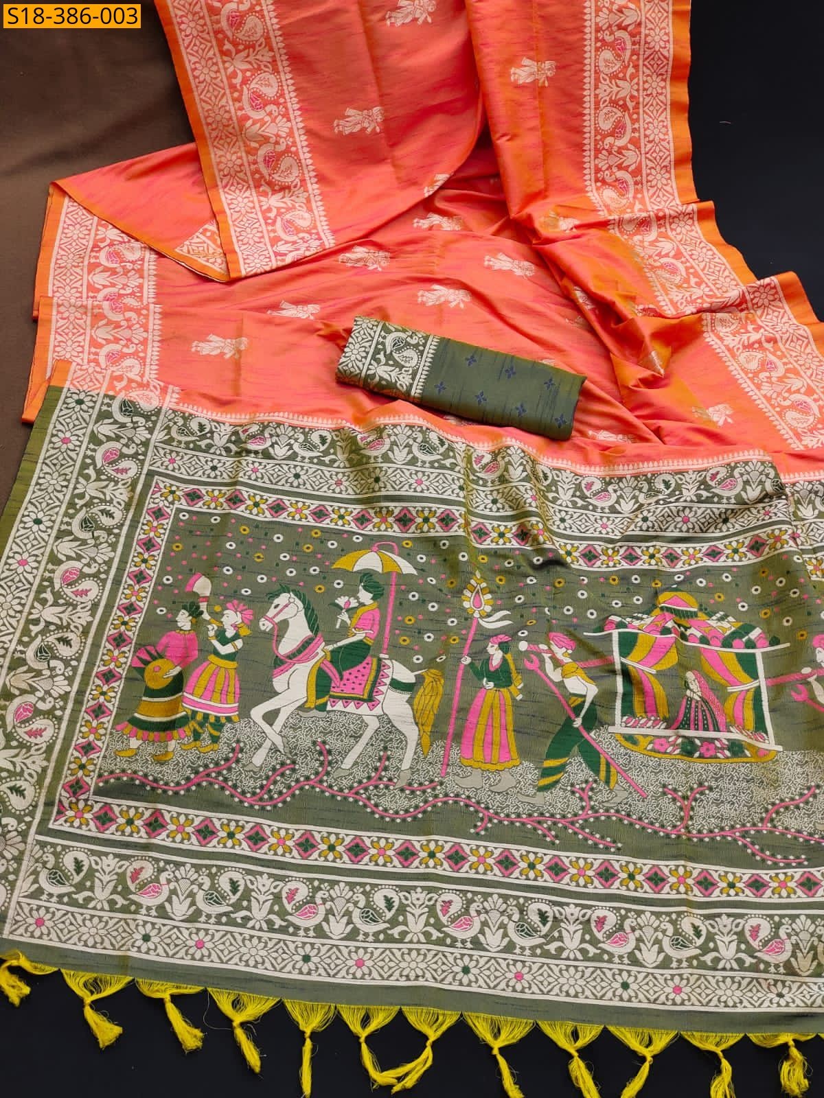 Orange Fancy Raw Silk sarees