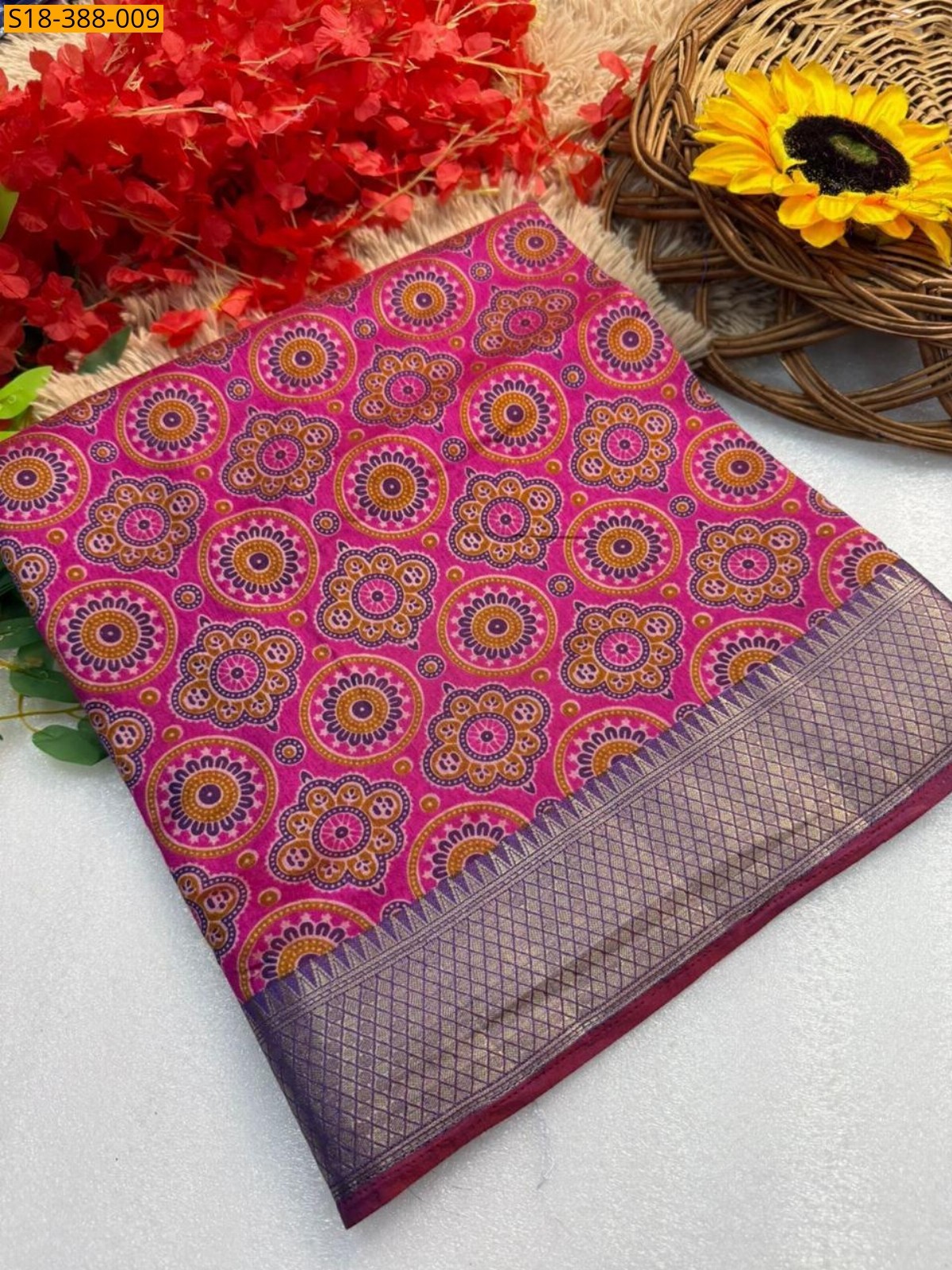 Pink Fancy mul mul cotton saree
