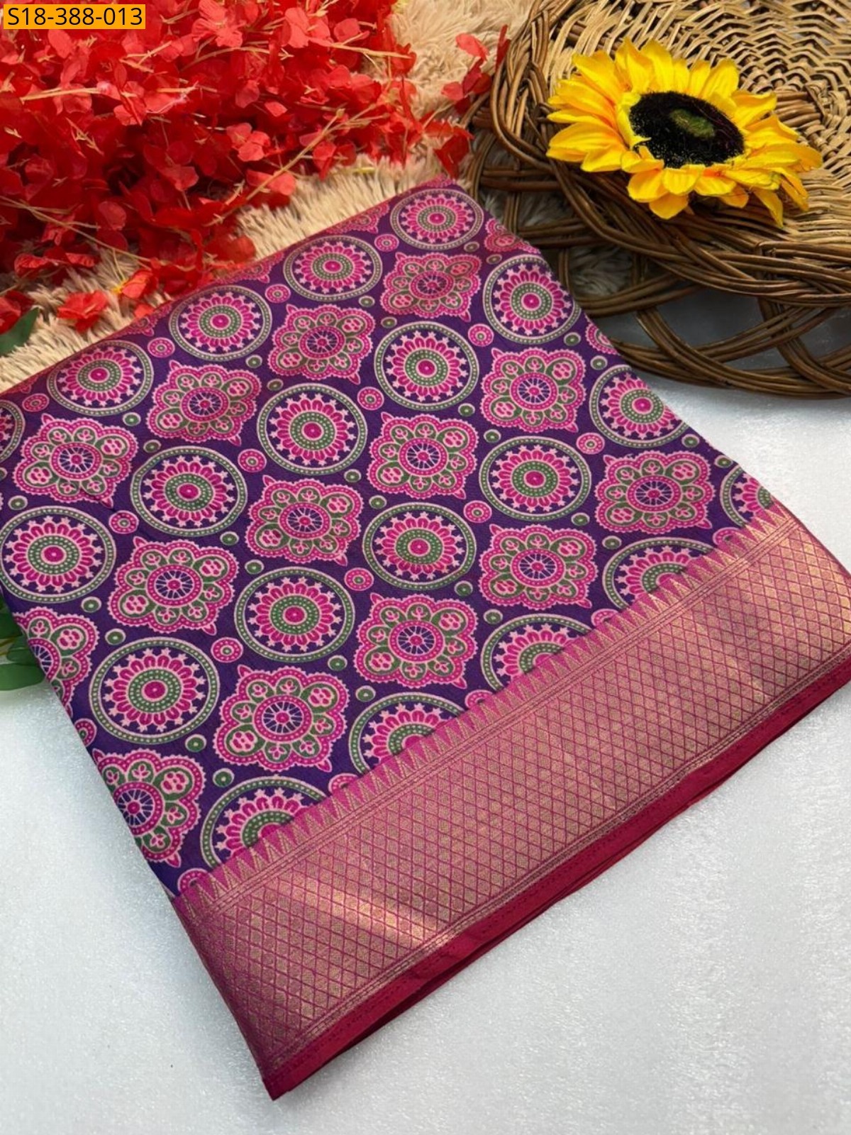 Purple Fancy mul mul cotton saree
