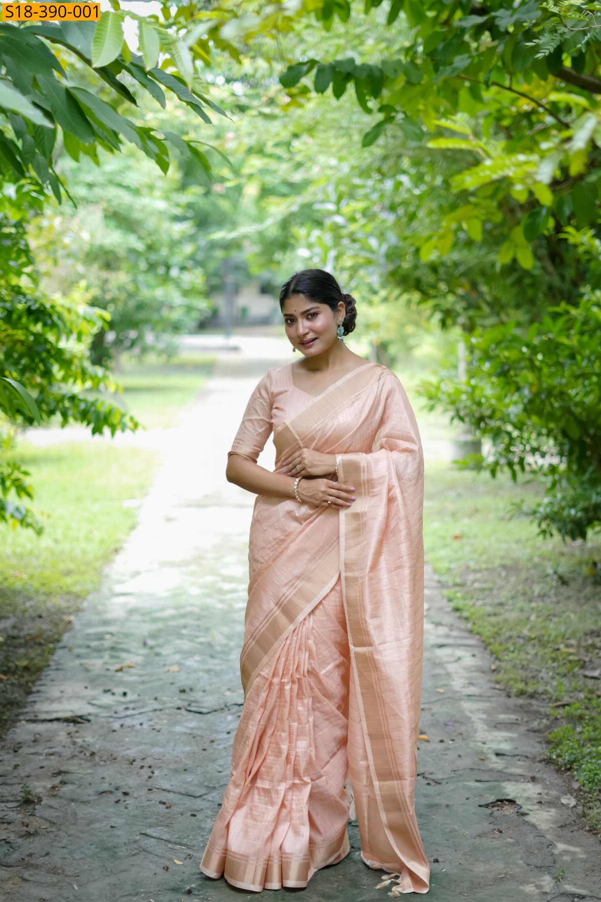 Peach Fancy Raw silk saree