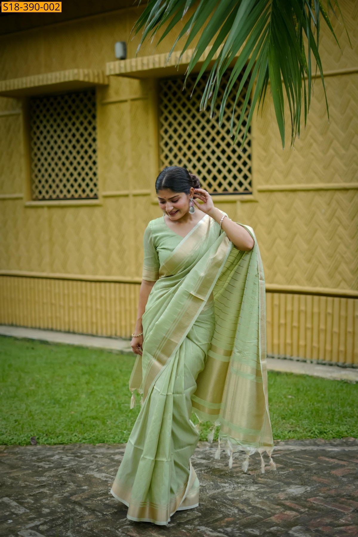 Green Fancy Raw silk saree