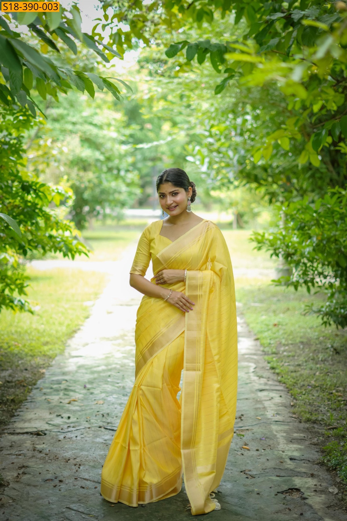 Yellow Fancy Raw silk saree