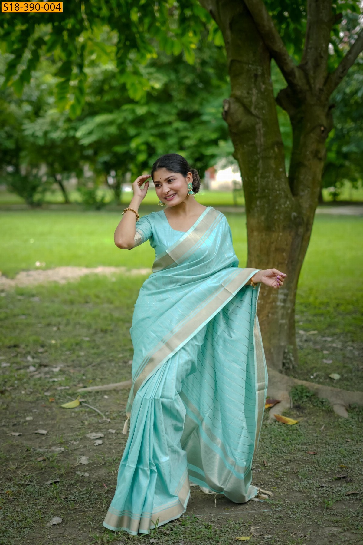 Blue Fancy Raw silk saree