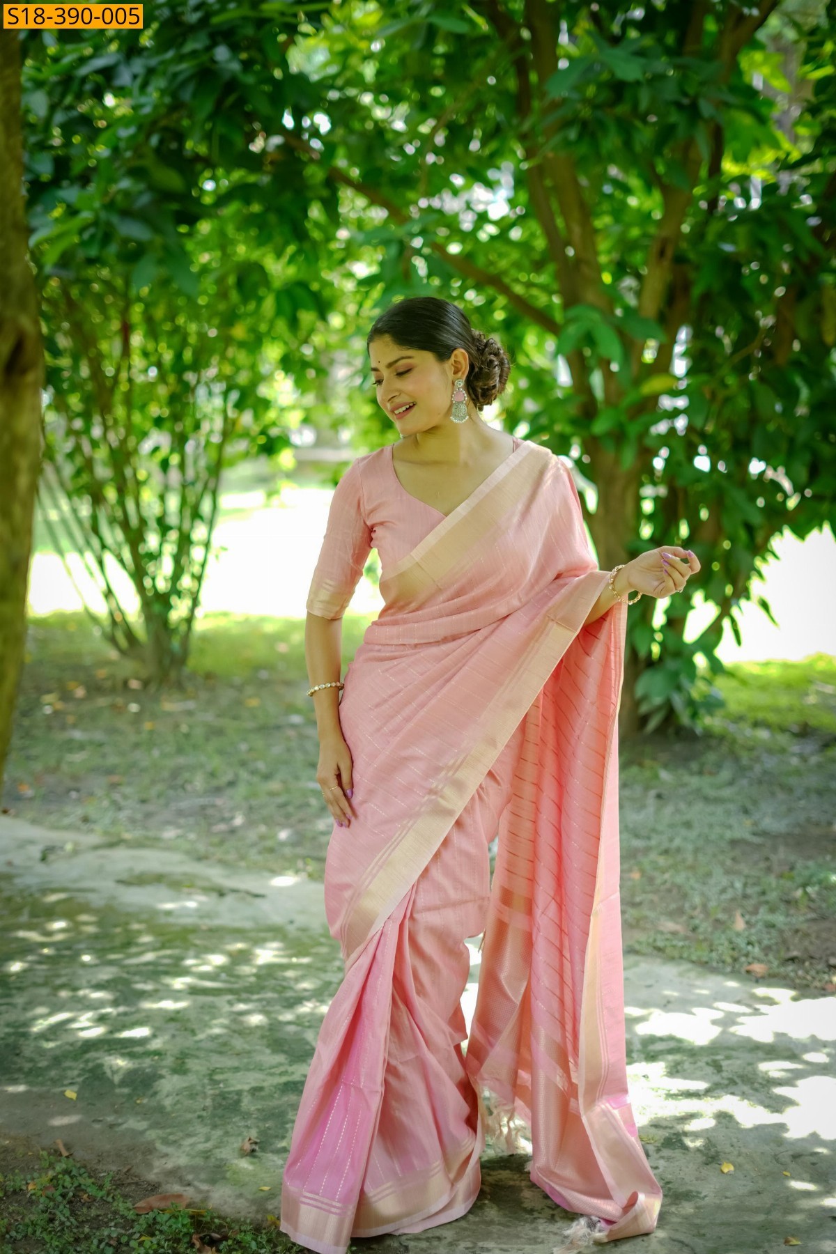Light Pink Fancy Raw silk saree
