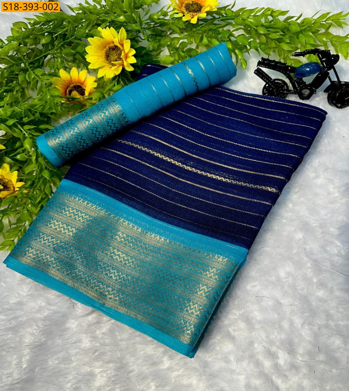 Navy Blue Fancy mysore silk saree