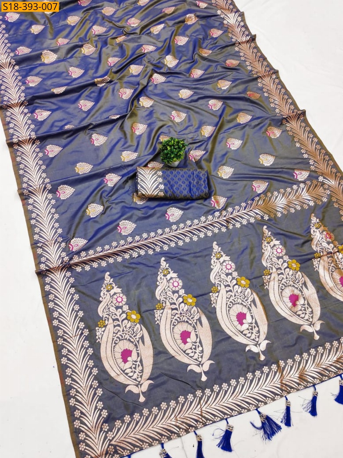 Grey Fancy Banarasi Silk Saree