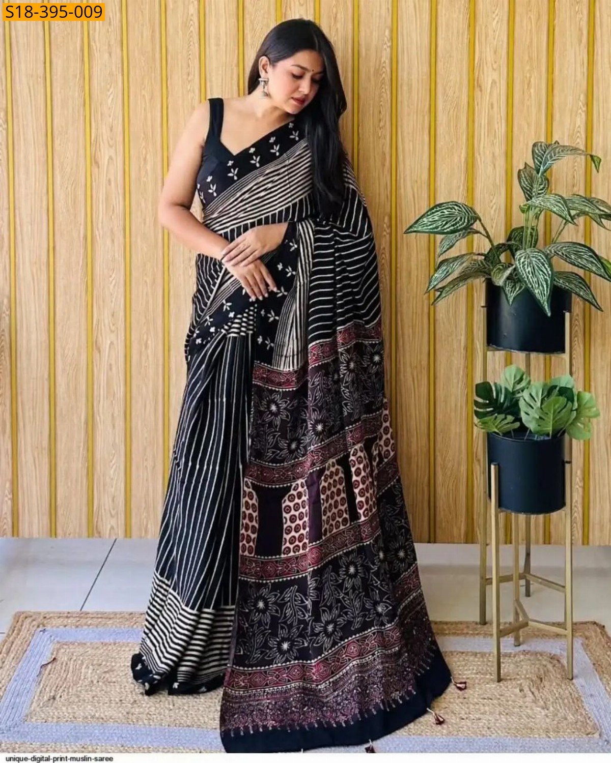 Black Fancy Gajji Silk Saree