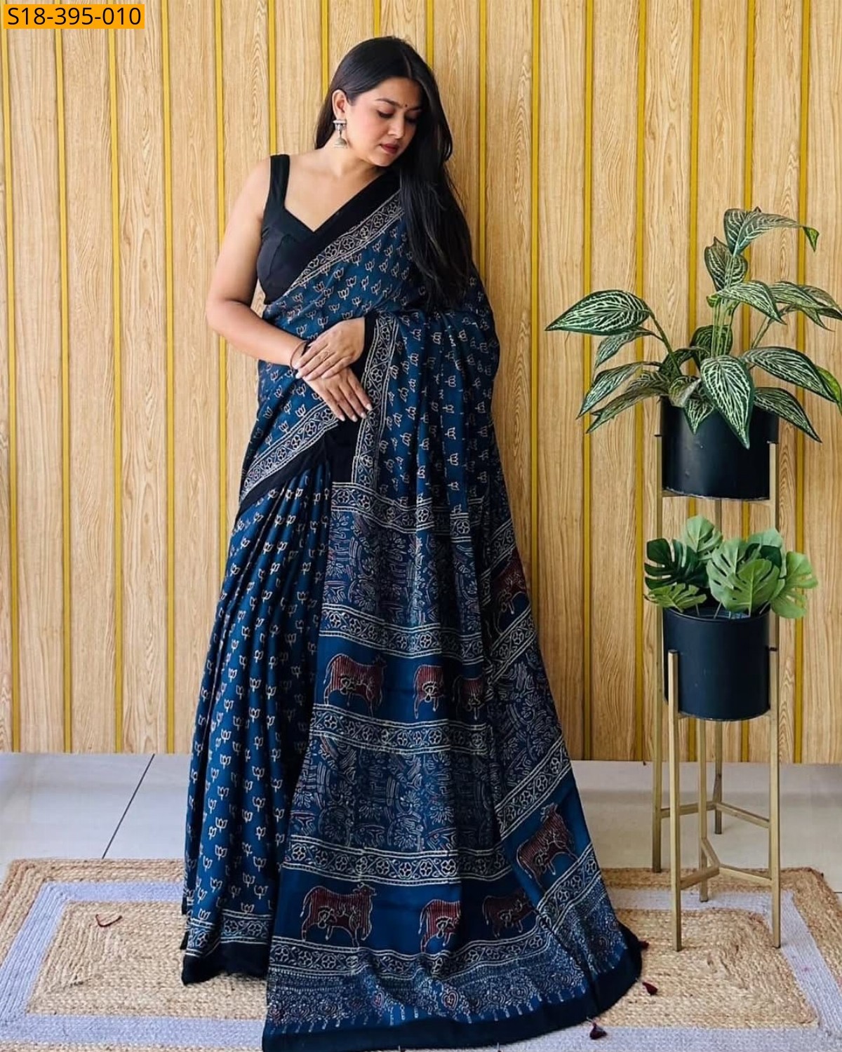 Navy Blue Fancy Gajji Silk Saree
