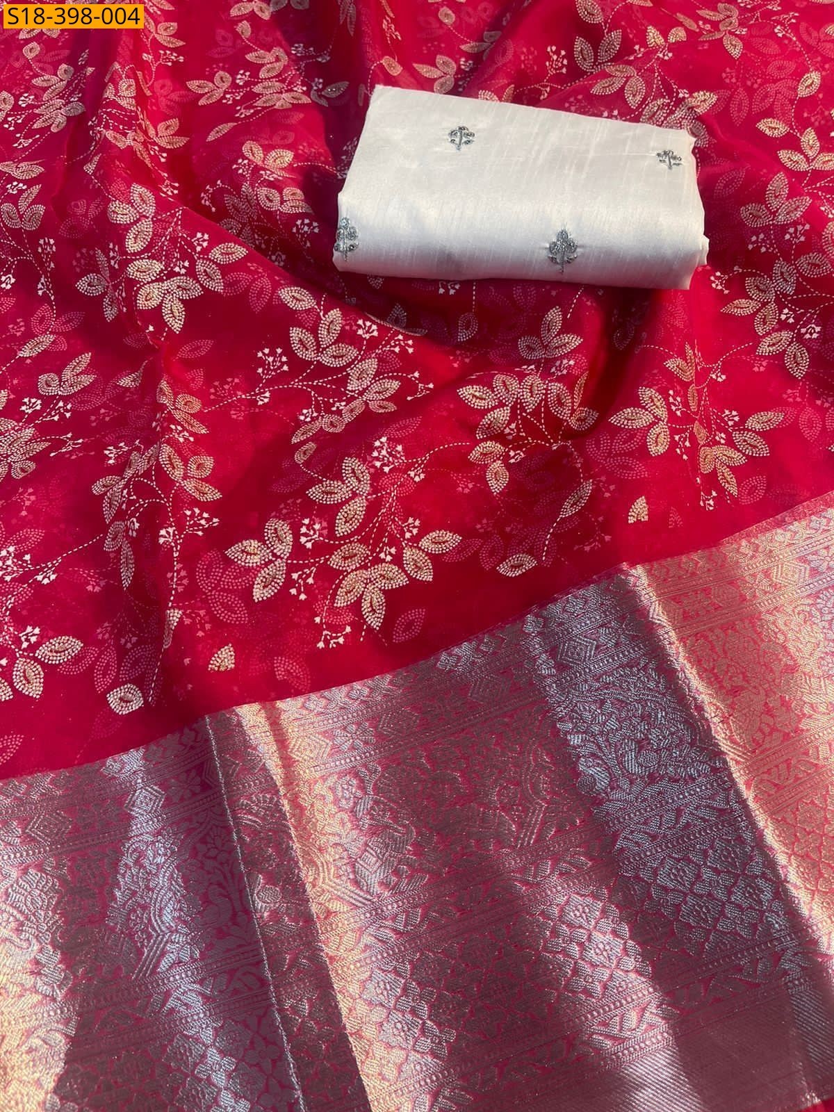 Pink Fancy Kanchipuram Organza Sarees