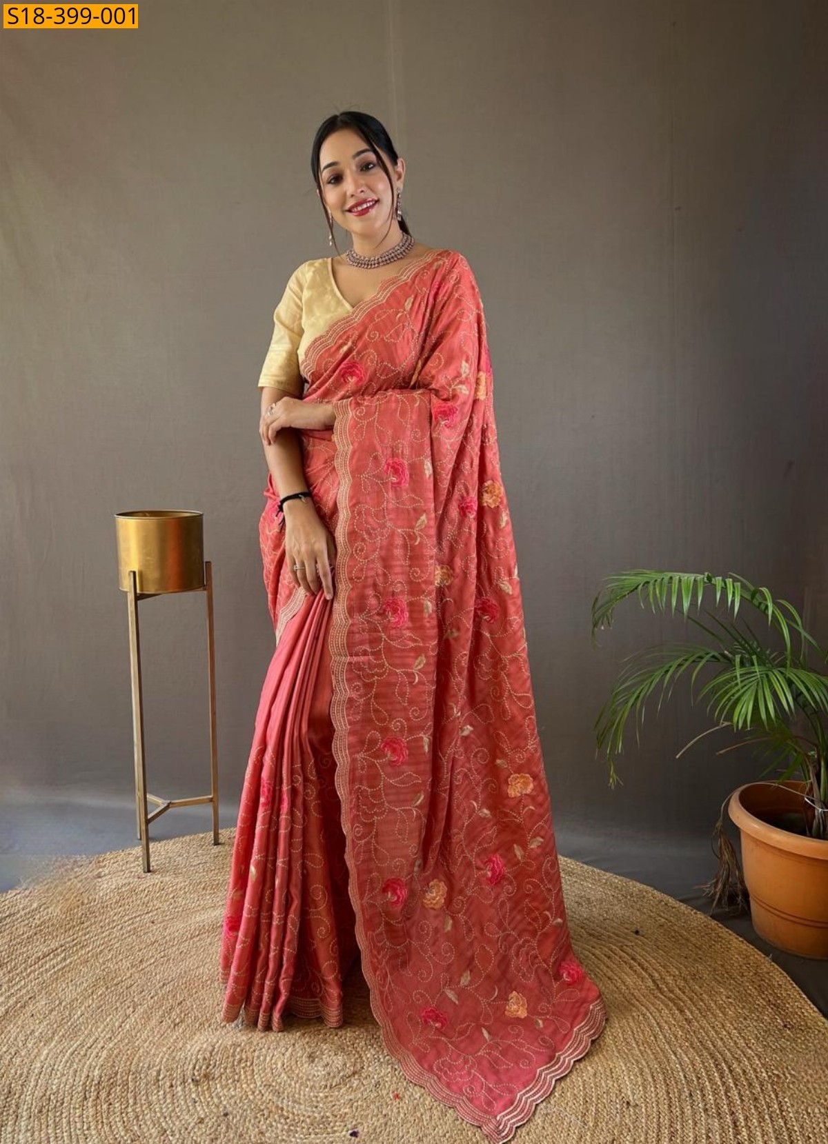Orange Fancy tussar silk sarees