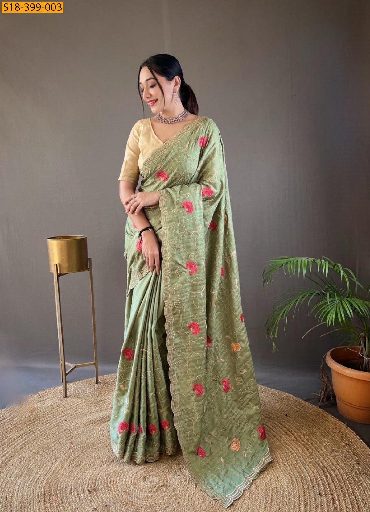Green Fancy tussar silk sarees