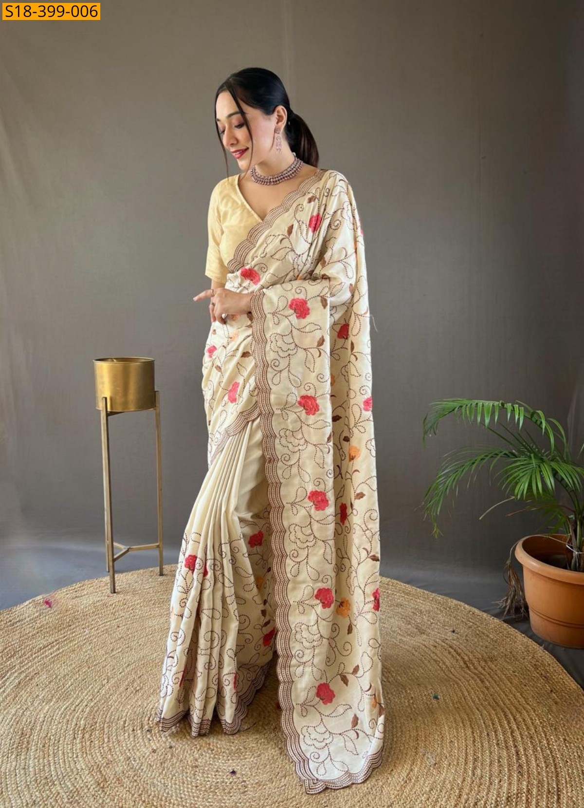 Sandal Fancy tussar silk sarees