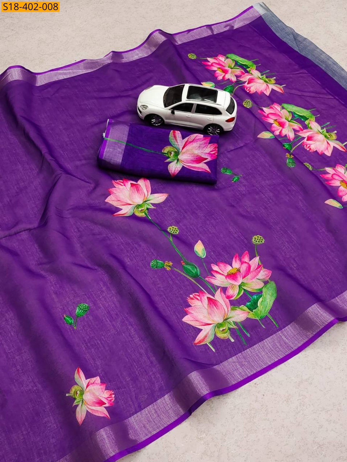 Violet Fancy Linen sarees