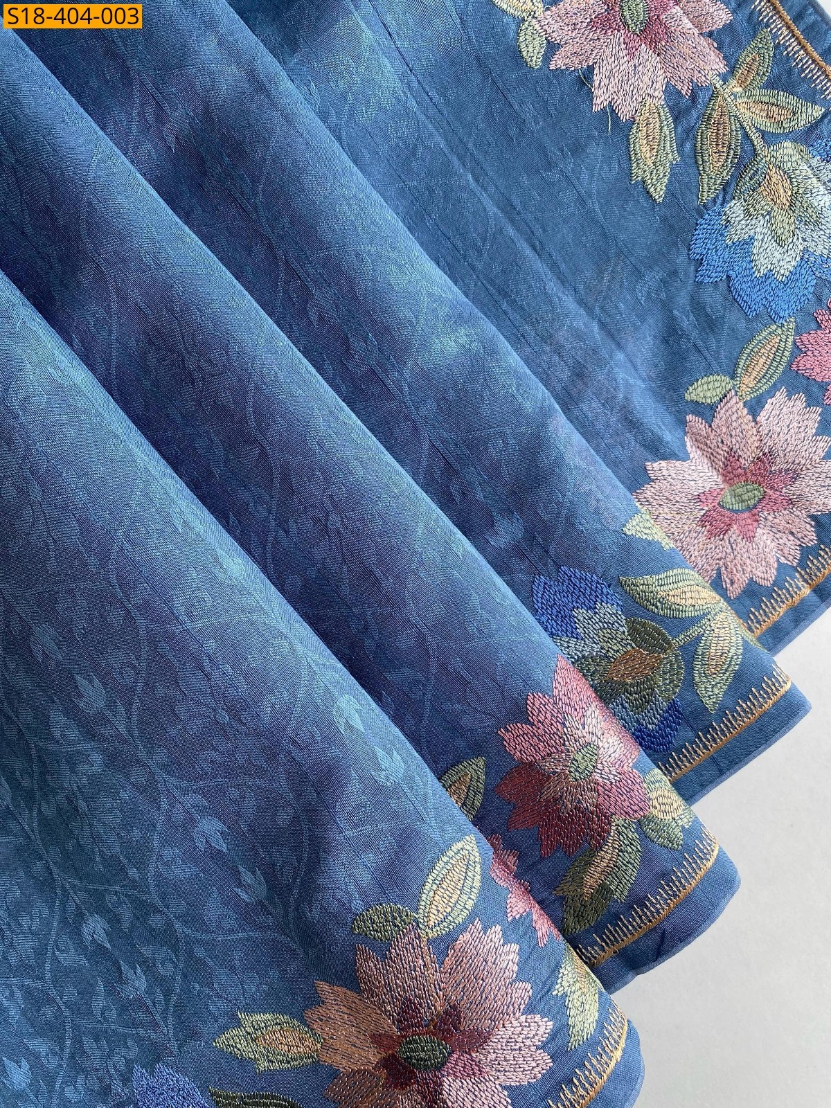 Sky blue Fancy Tussar saree