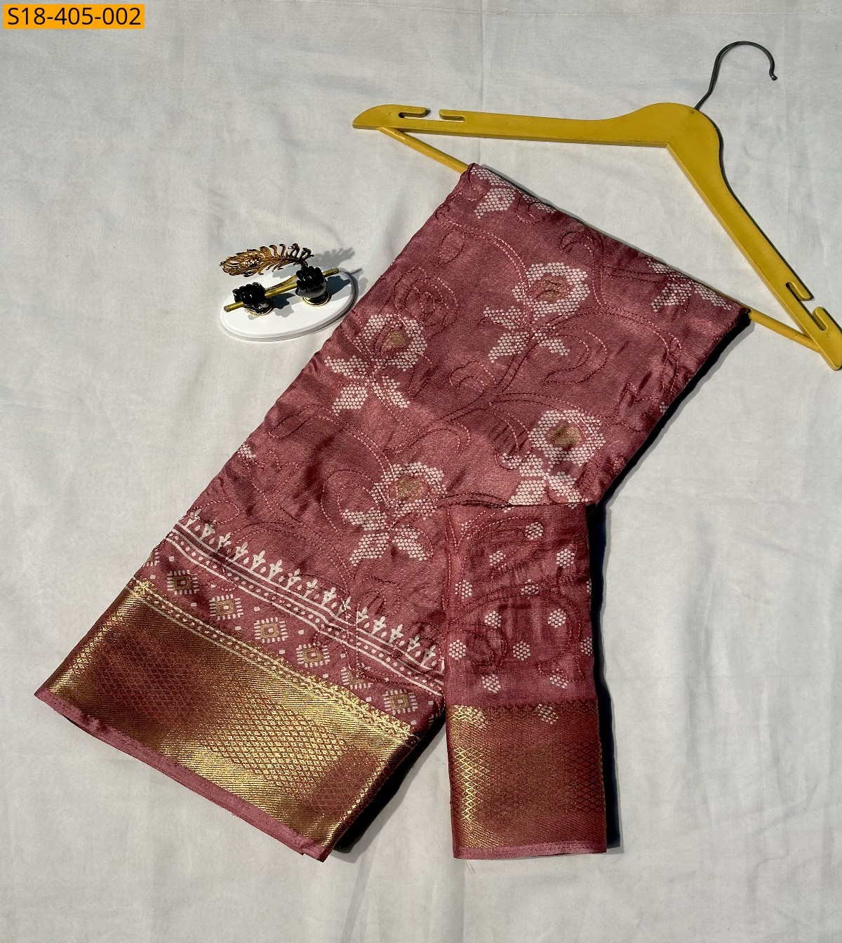 Peach Fancy Dola silk saree