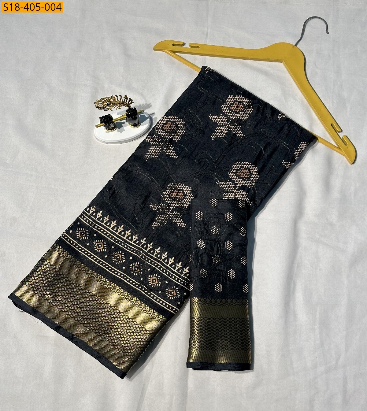 Black Fancy Dola silk saree