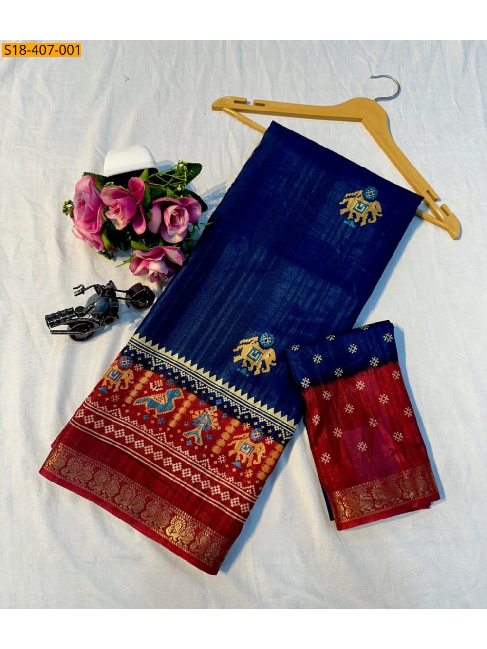 Navy blue Fancy Dola silk saree Navy blue Fancy Dola silk saree