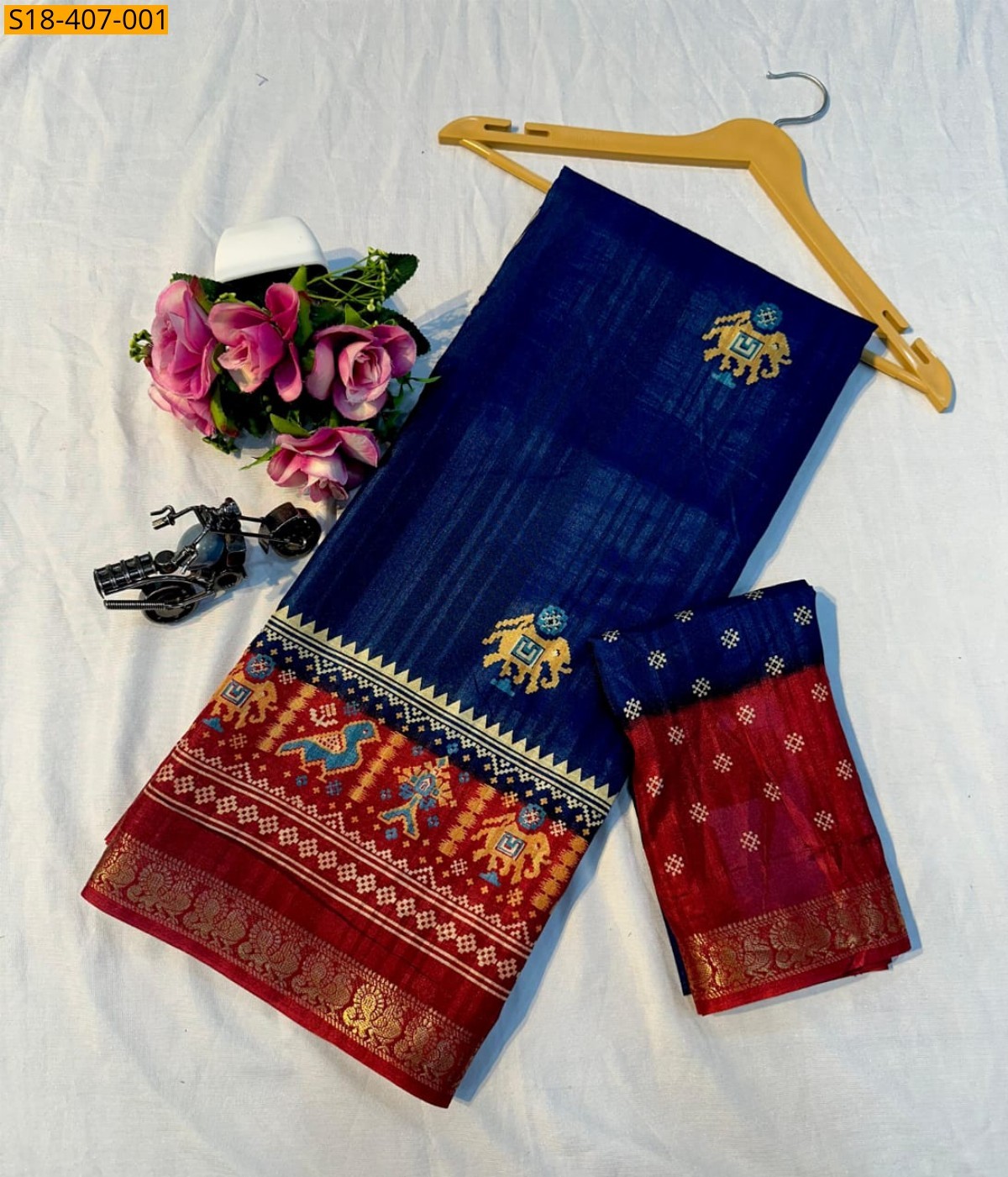Navy blue Fancy Dola silk saree