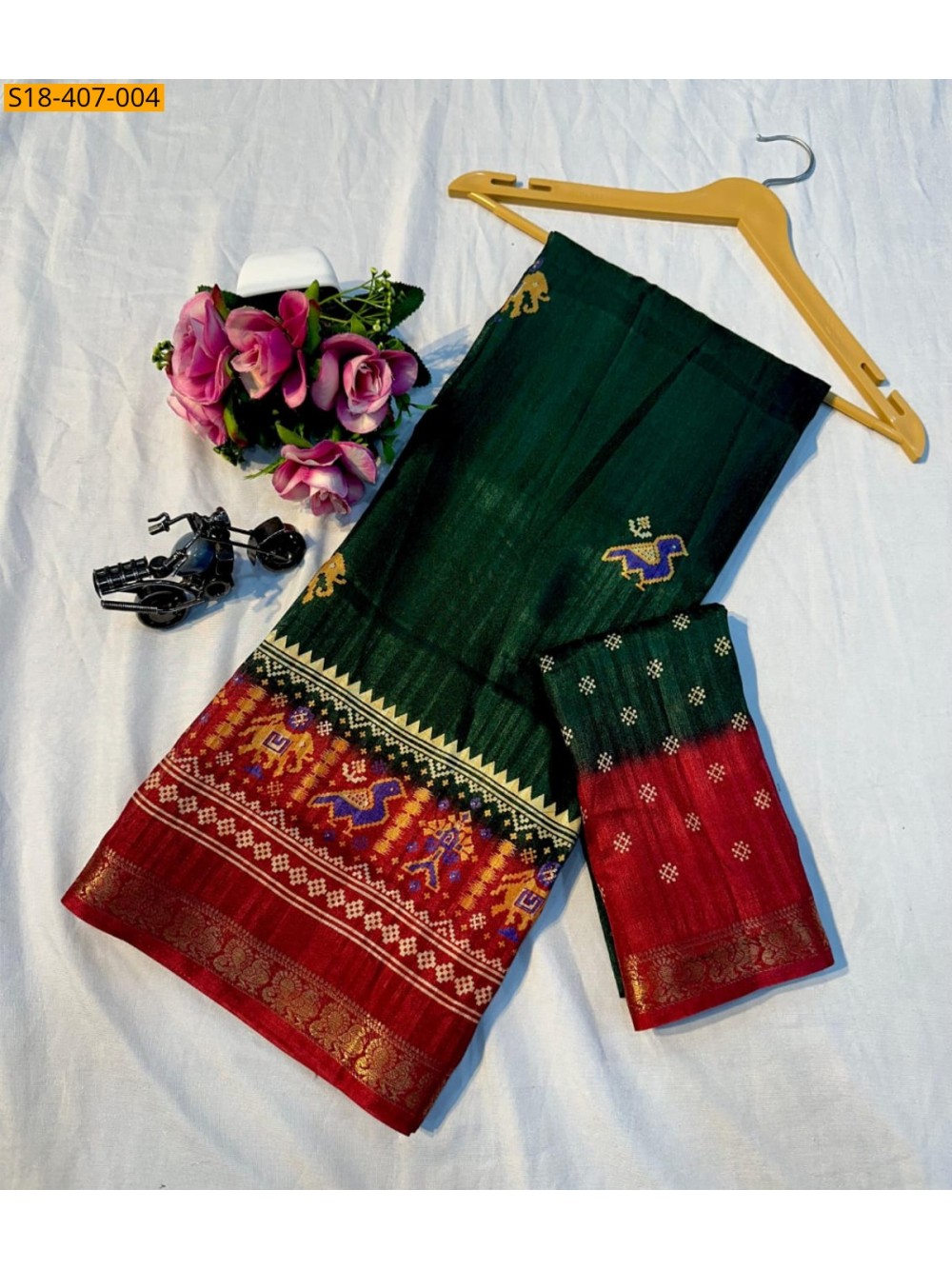 Dark green Fancy Dola silk saree Dark green Fancy Dola silk saree