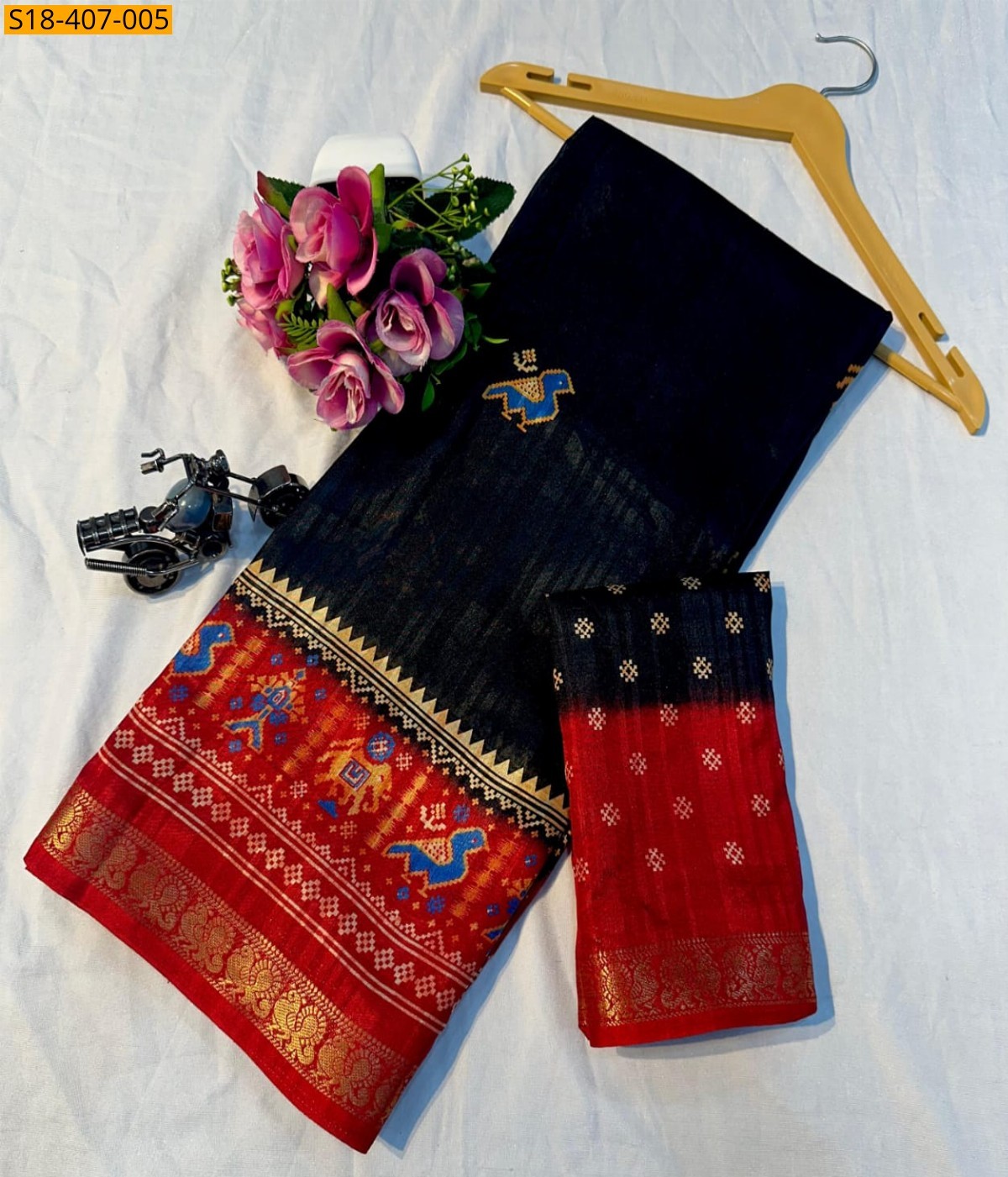 Black Fancy Dola silk saree