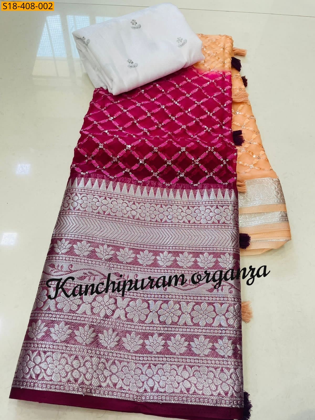 Pink Fancy Kanchipuram Organza Sarees